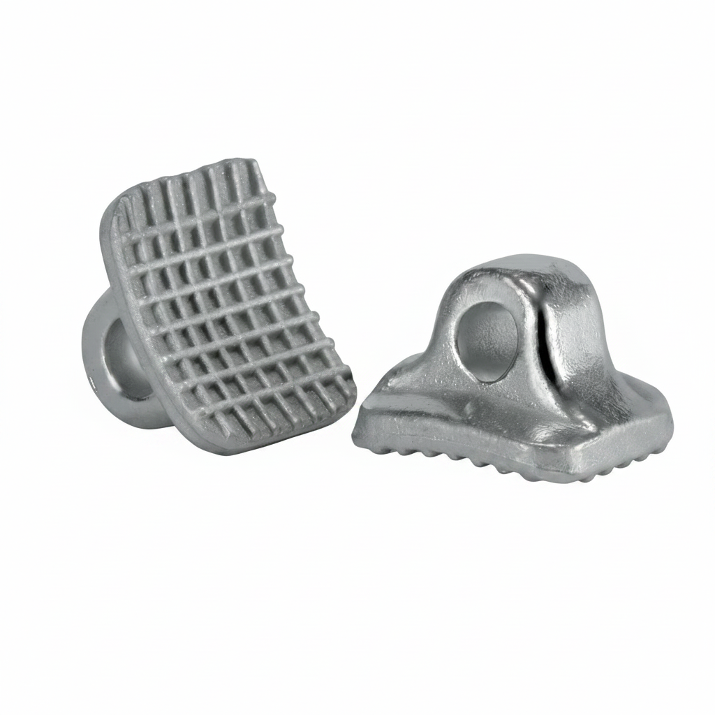 Two metal components on a white background