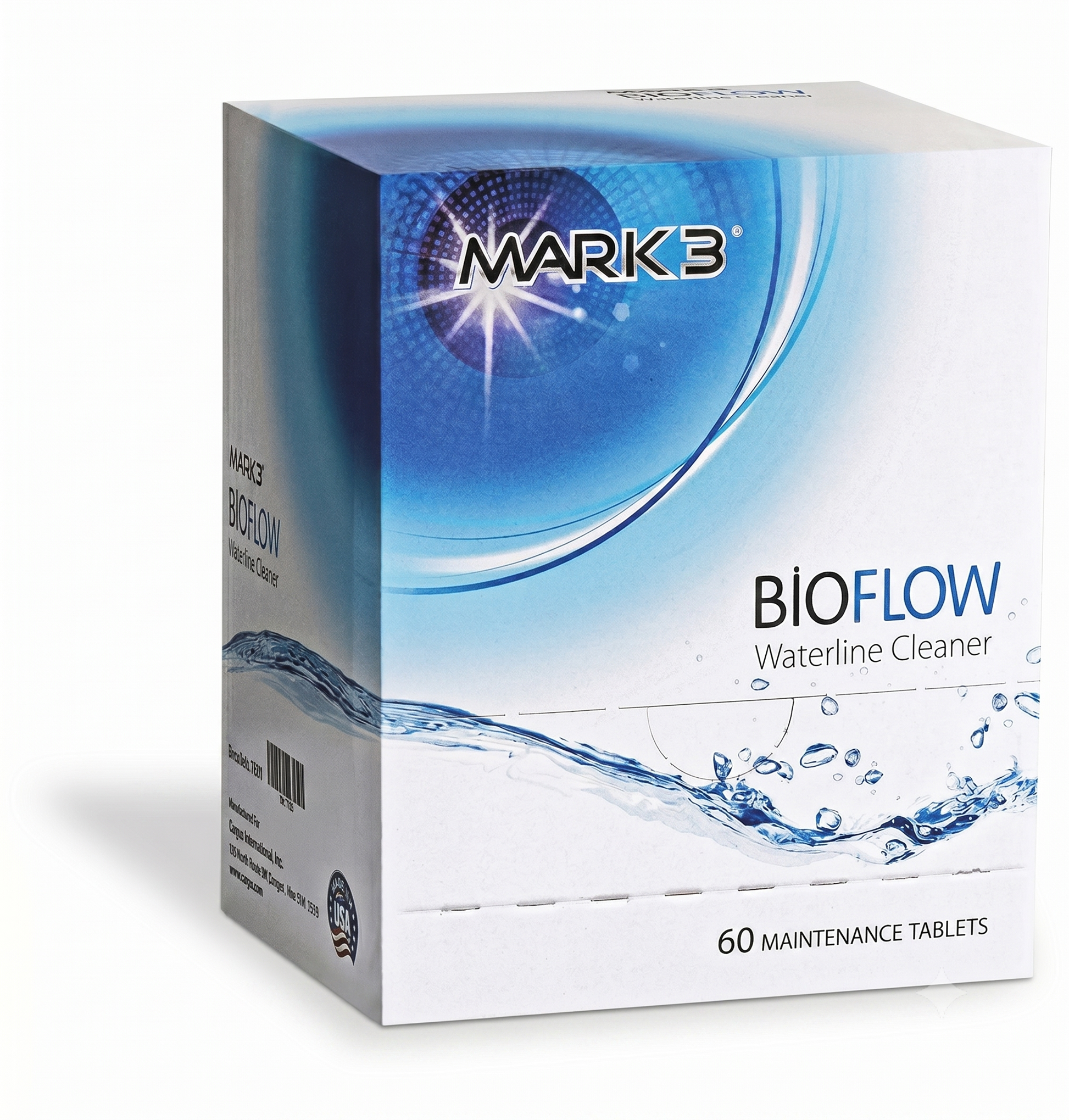 Box of Mark 3 BioFlow Waterline Cleaner on a white background