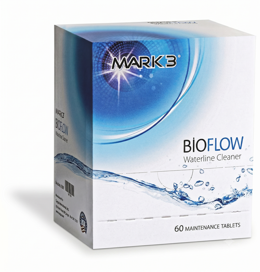 Box of Mark 3 BioFlow Waterline Cleaner on a white background