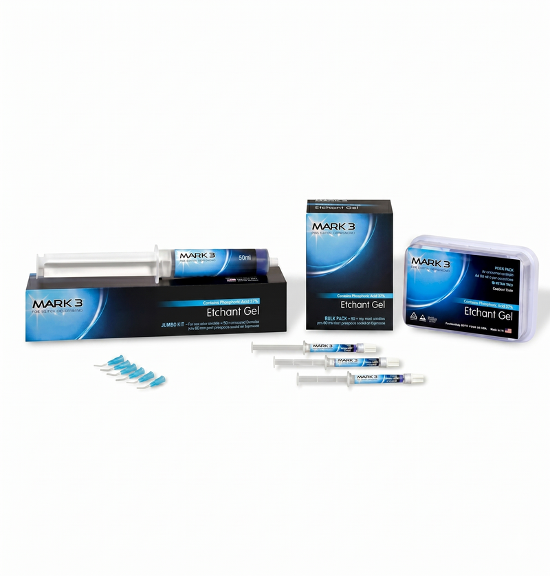 MARK 3 Etchant Gel packaging and syringes on a white background