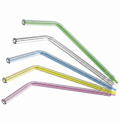 Set of colorful glass straws on a white background