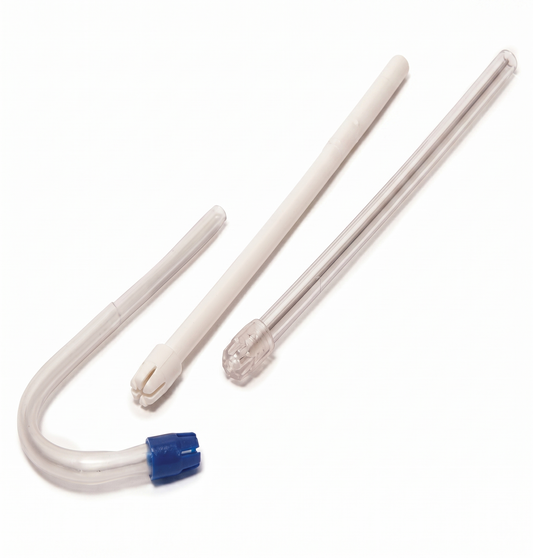 Set of three metal rods with different shapes on a white background