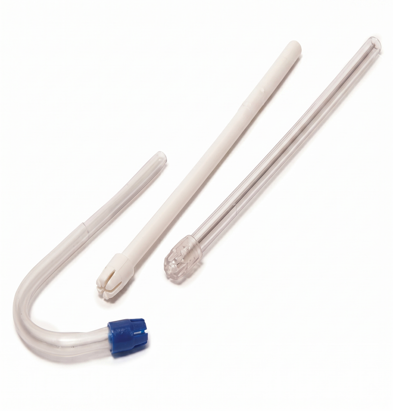 Set of three metal rods with different shapes on a white background